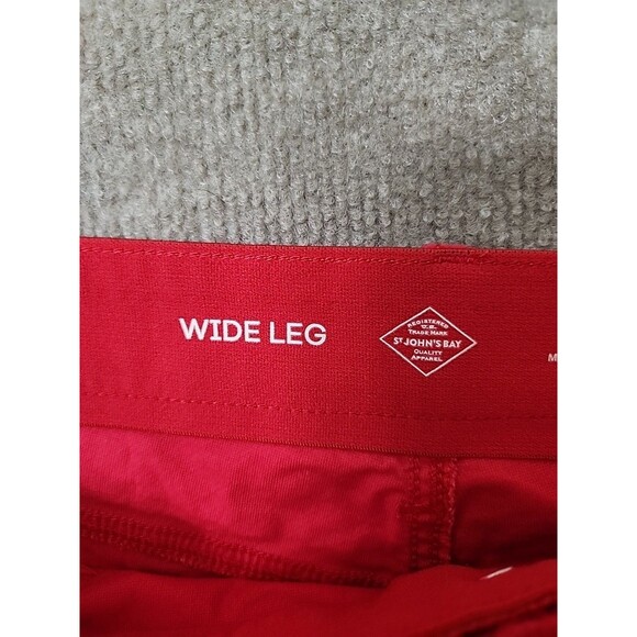 St Johns Bay Wide Leg Velvet Pants Womens 12 Red Comfort Waist Stretch NEW - Picture 9 of 12